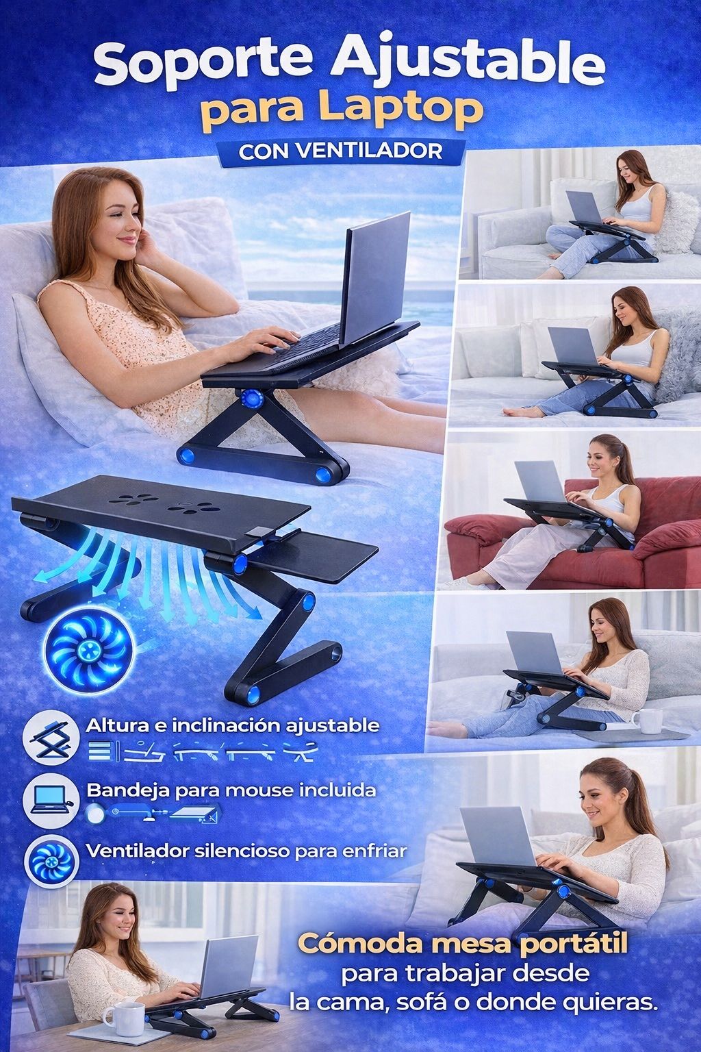 Mesa Ajustable Con Refrigeracion